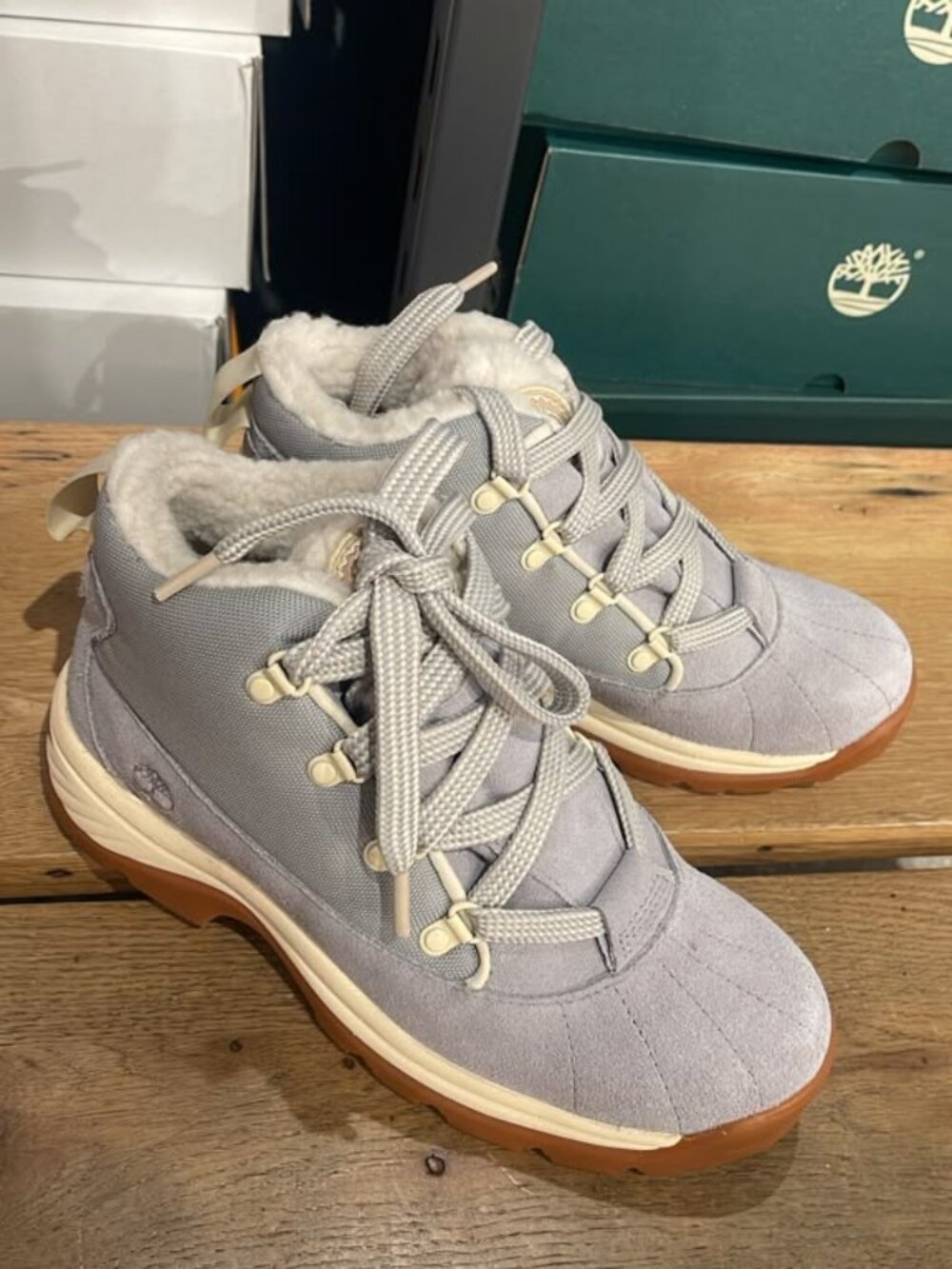 TIMBERLAND WOMEN'S MID LACE WATERPROOF SNOW LIGHT GREY SUEDE A43W8-EWG ALL SIZES